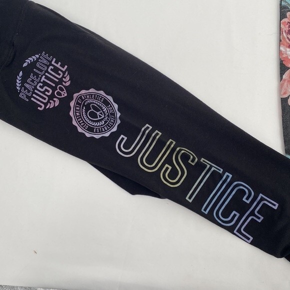 Lot of 2 Justice Full Length Leggings Floral Spellout Leg Girls XL 16/18 - Picture 4 of 7